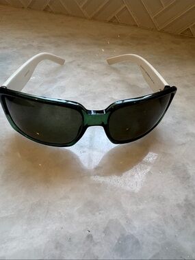 Gucci White Temples with Green and Red Signature Stripe Sunglasses